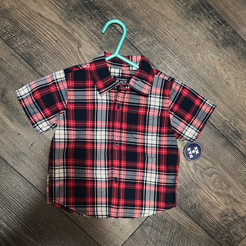 NEW - The Children’s Place Red and Black Button Down Shirt Classic Plaid Design